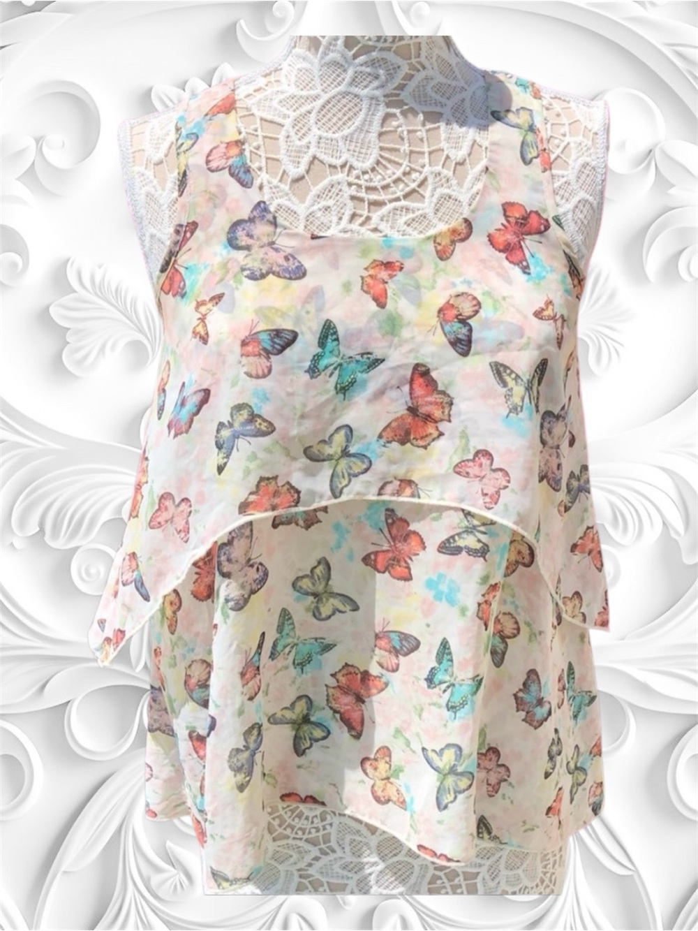 SALE!!! No Boundaries Sheer Butterfly Tank Top